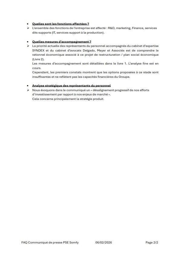 PSE du groupe Somfy : les communiqués de presse de l'intersyndicale