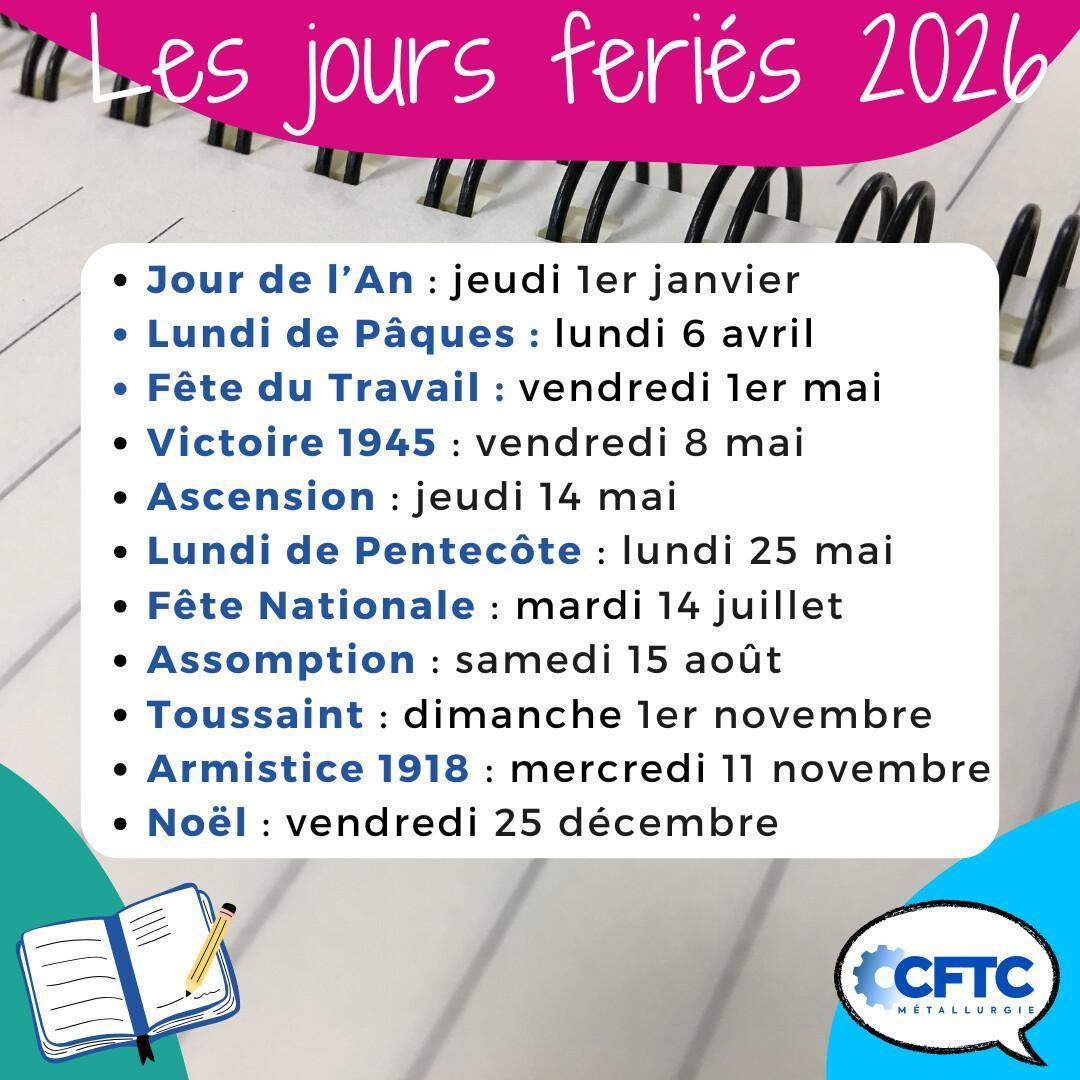 Les jours feriés en 2026 🗓️ Les jours feriés en 2026 🗓️