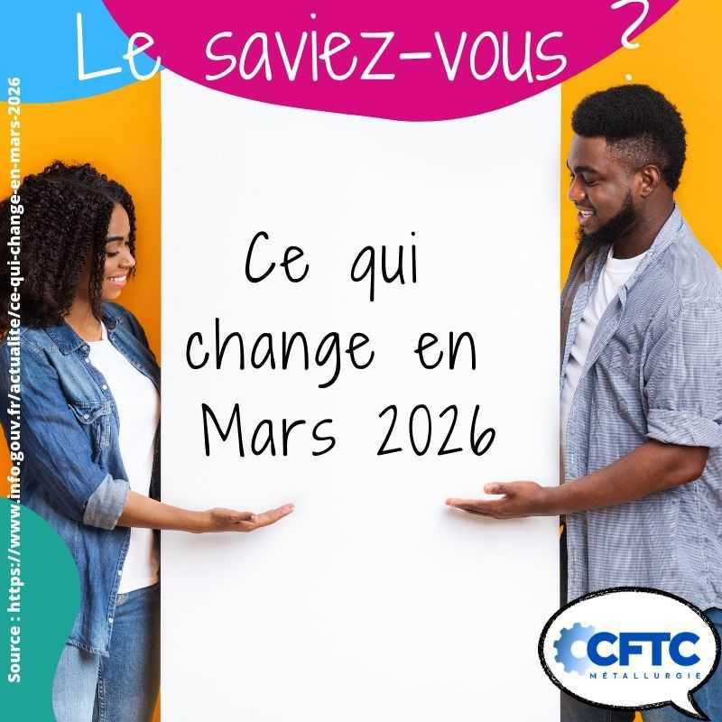 Les changements en mars 2026