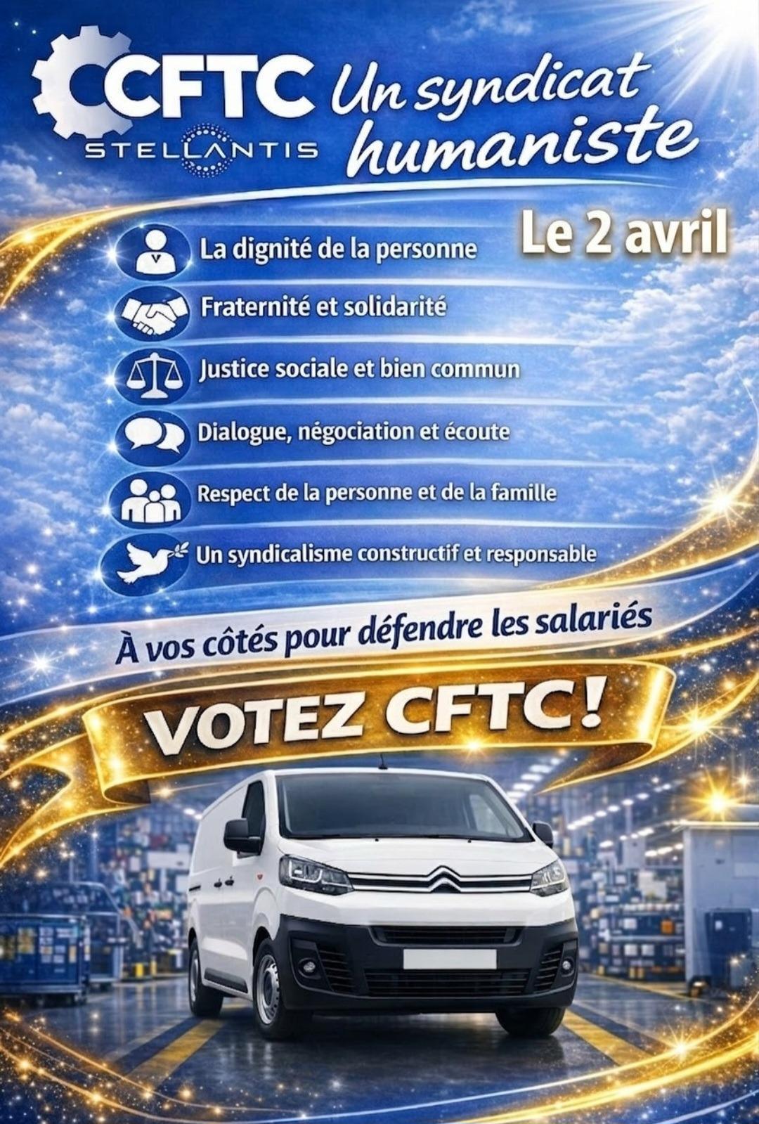 Elections Stellantis : bravo aux équipes CFTC de Charleville, Hordain et Vesoul !