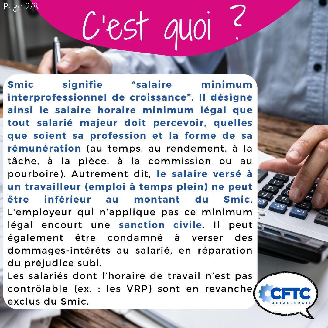 Le SMIC (salaire minimum de croissance)