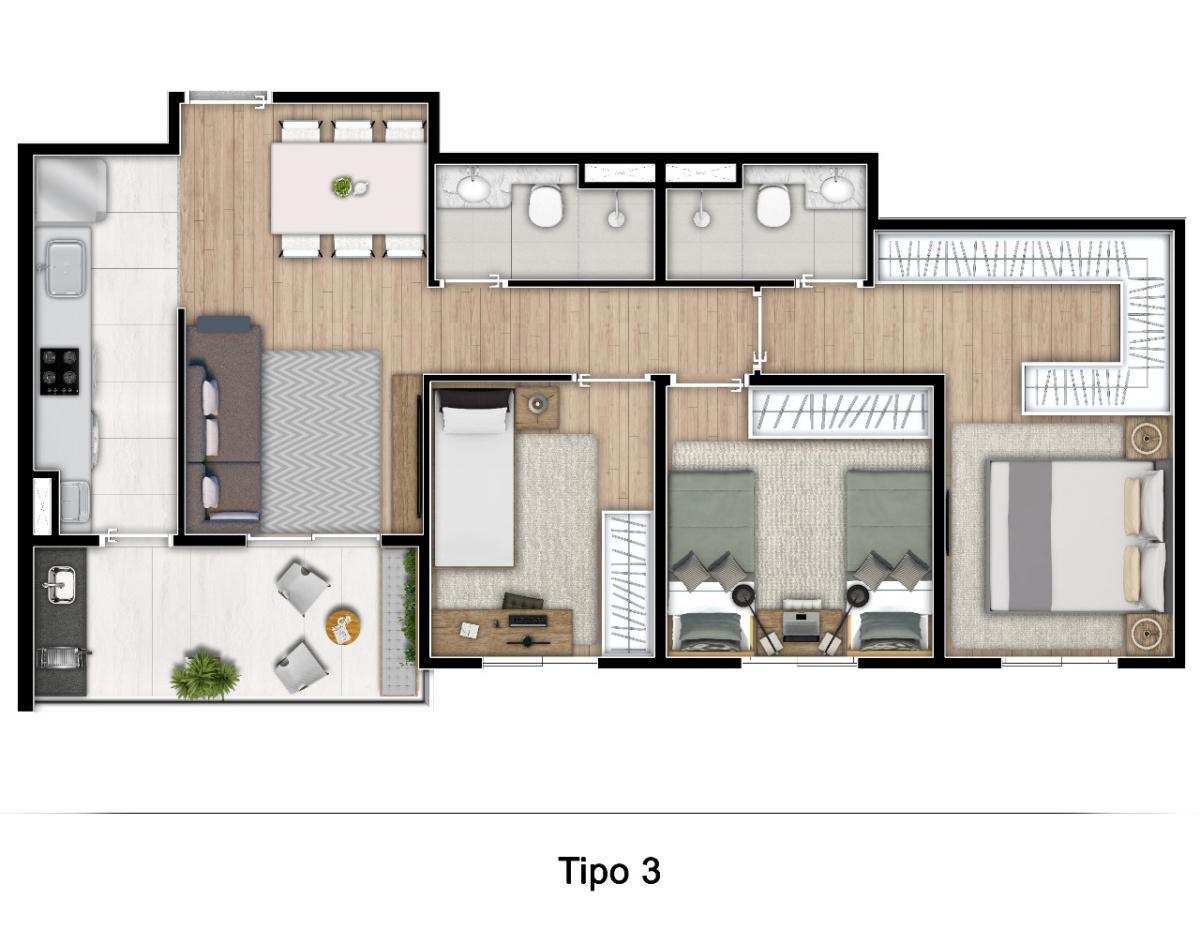  Apartamento de 3 Dormitorios em Itatiba - Investe Imovel