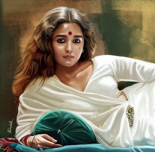 𝐀𝐛𝐡𝐢𝐬𝐡𝐞𝐤 𝐒𝐚𝐥𝐯𝐢]  draws a Digital painting of Gangubai 🤍🙏] from #gangubaikathiawadi 🔥
