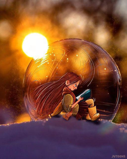 "Discovering Myself" Far away from this tyrannical society, to discover the auspicious knowledge, the little angel has come here. Peace and euphony are all she wants. “She knows the utility of reading a book.” - @the.icdb