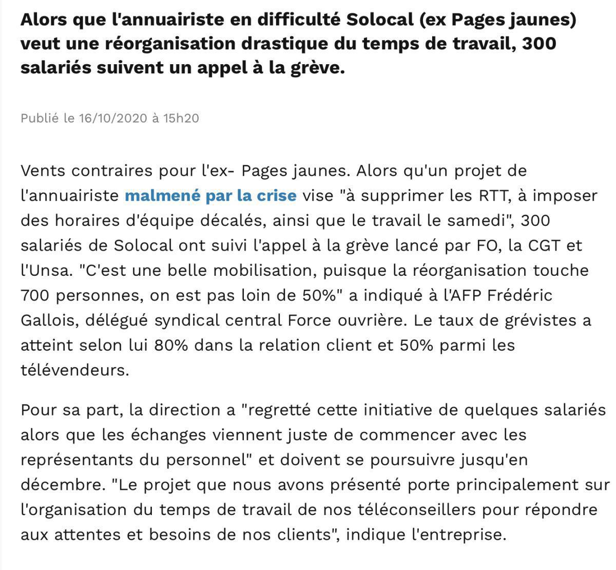 Capital octobre 2020 - Grève pour la préservation de l'accord ARTT