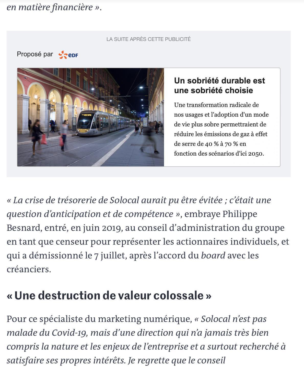 Le Monde juillet 2020 - Les actionnaires valident le plan de sauvetage