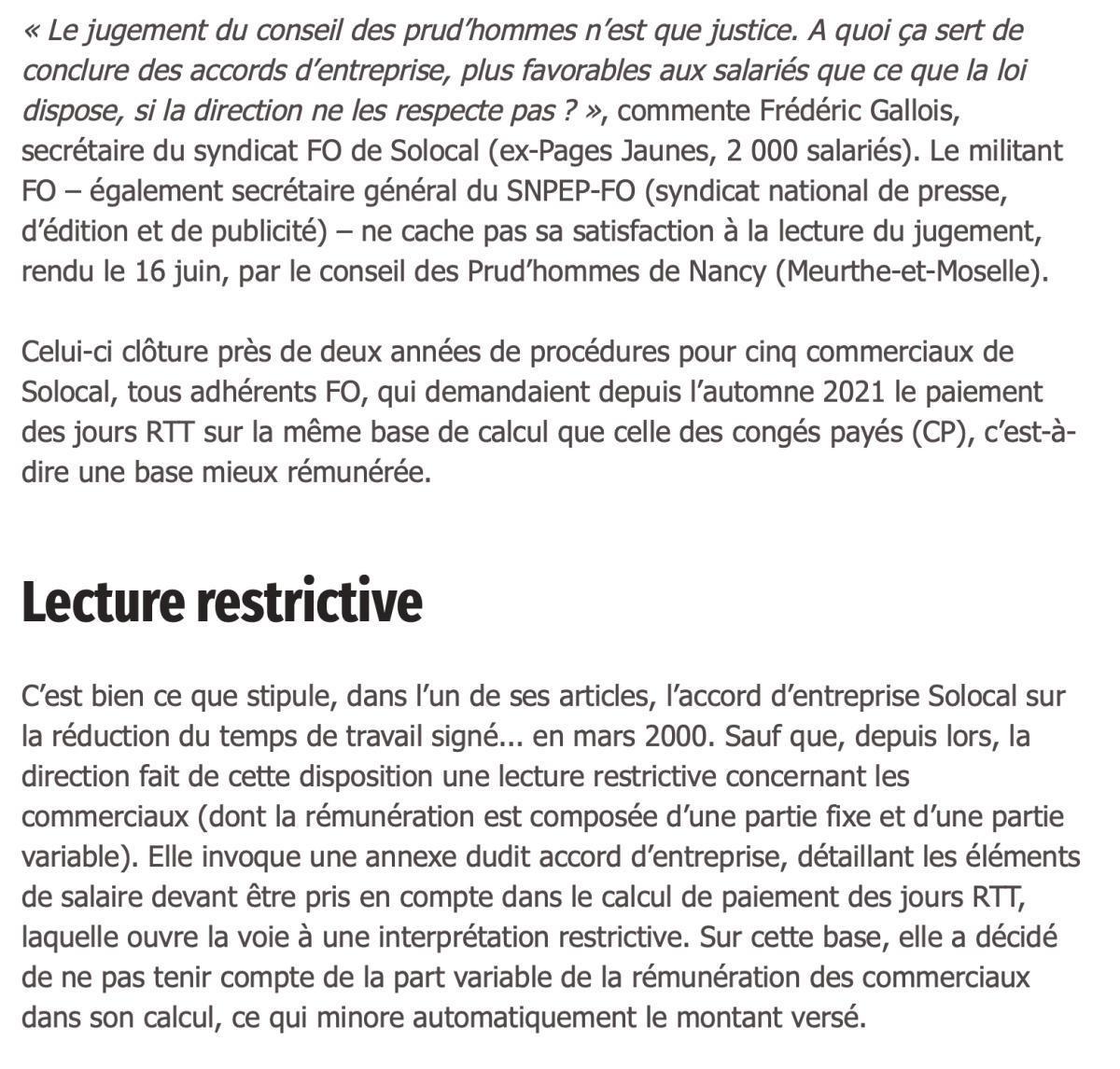 L'InFO Militante Juillet 2023 - JRTT Victoire pour des salariés