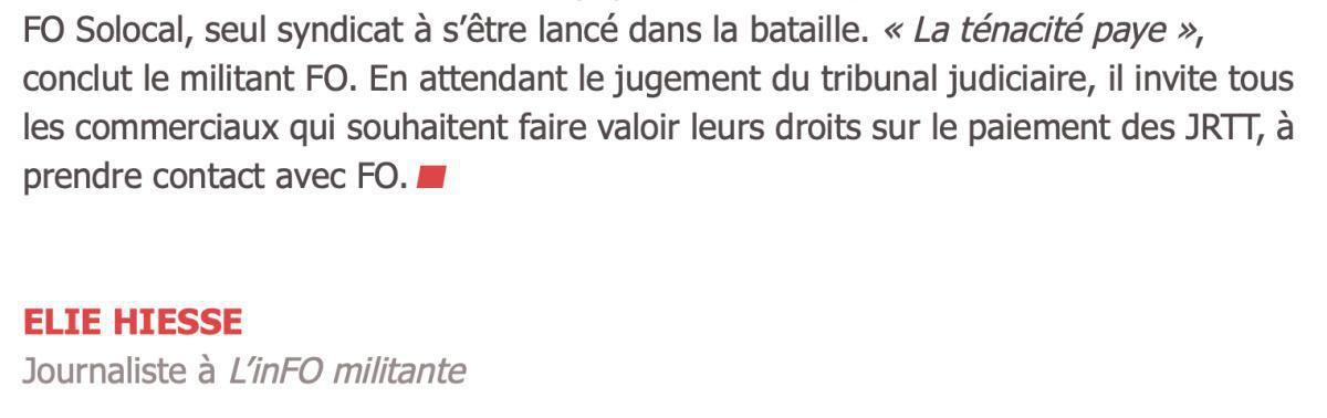 L'InFO Militante Juillet 2023 - JRTT Victoire pour des salariés