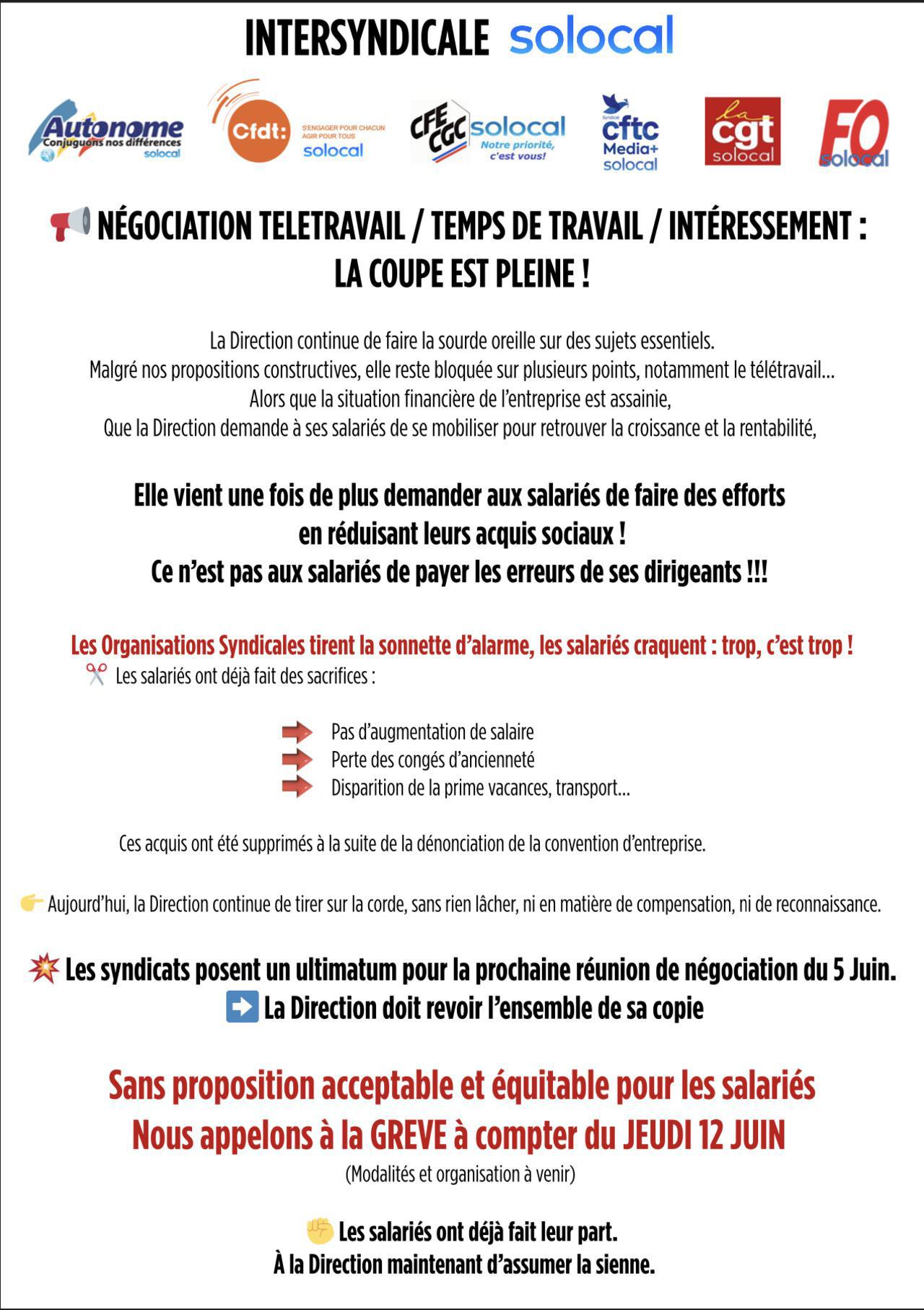 Communication intersyndicale juin 2025