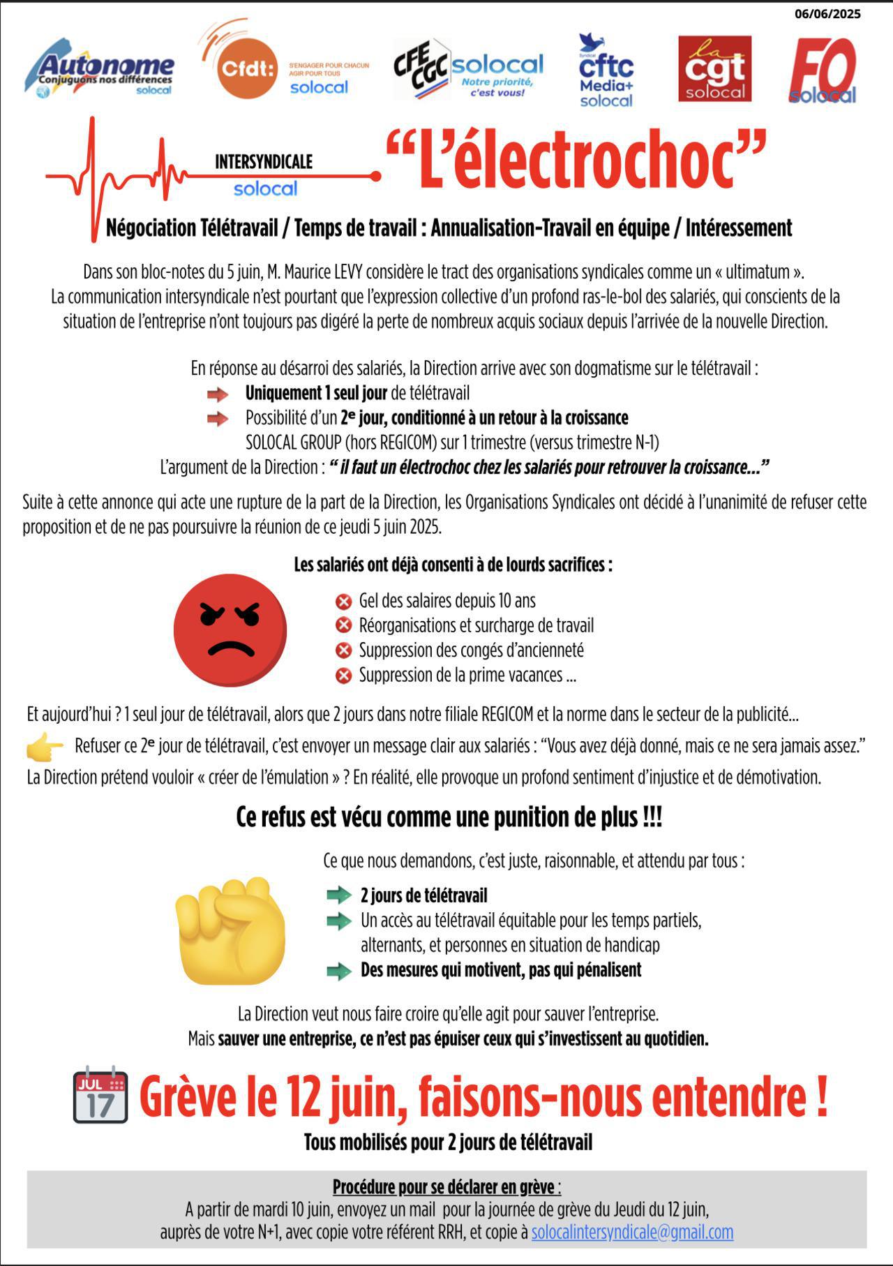 Tract appel à la grève juin 2025