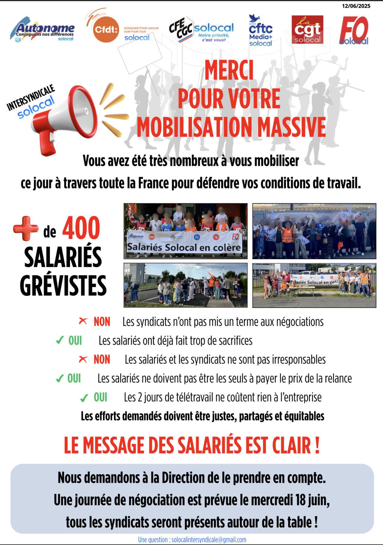 Succès de la mobilisation du 12 juin