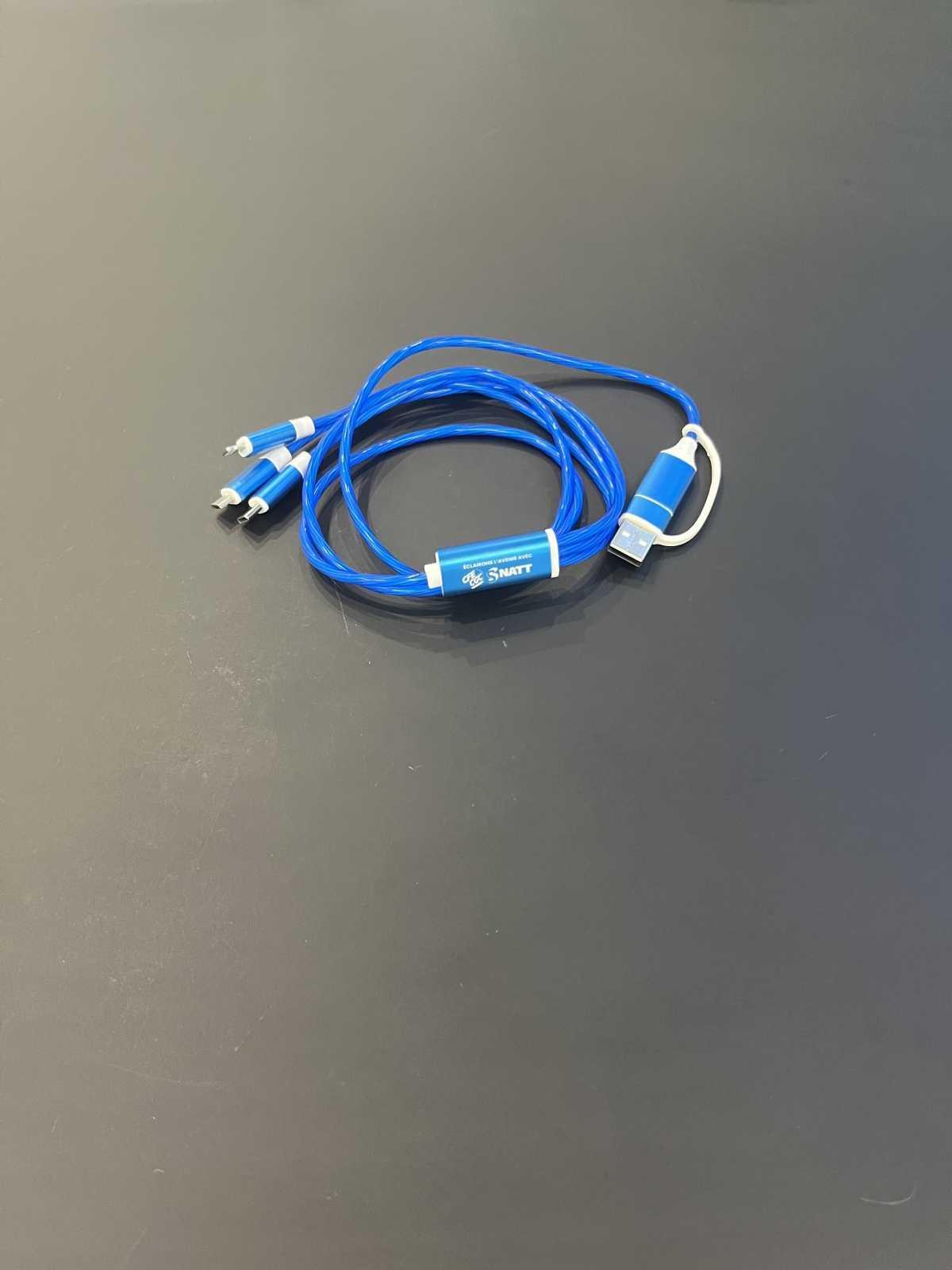 Câble de charge multi-connecteurs lumineux