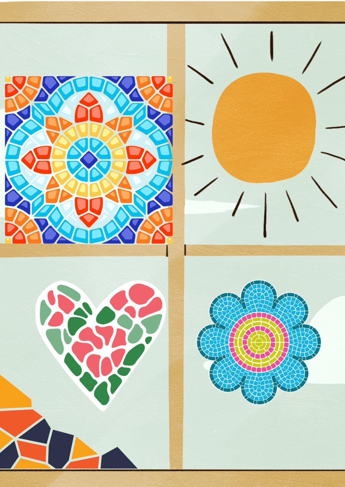 Regenboog ramen - mozaïek voor thuis Regenboog ramen - mozaïek voor thuis