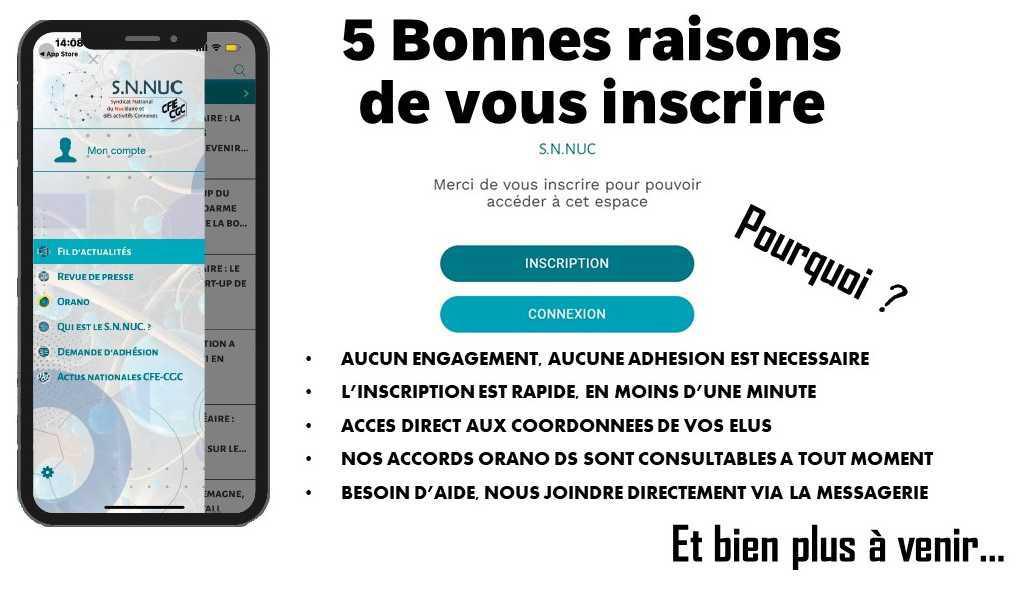 Application mobile S.N.NUC CFE-CGC : Pourquoi s'inscrire ?