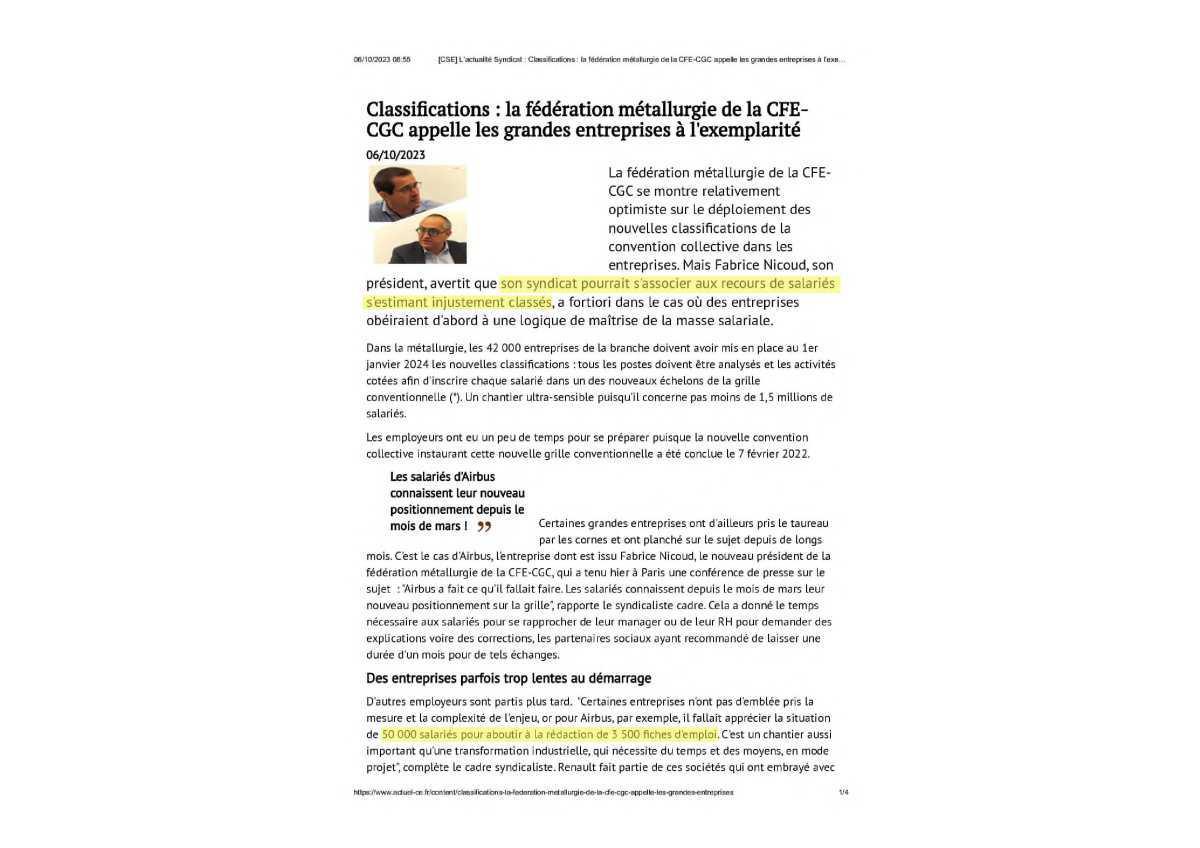 Nouvelle Convention Collective : Conférence de Presse de la Fédération CFE-CGC de la Métallurgie