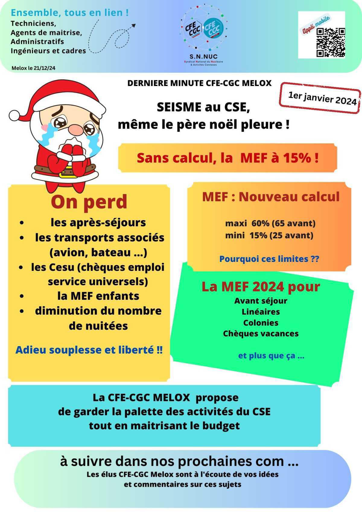 MELOX : SEISME au CSE, 1er janvier 2024 même le père noël pleure !