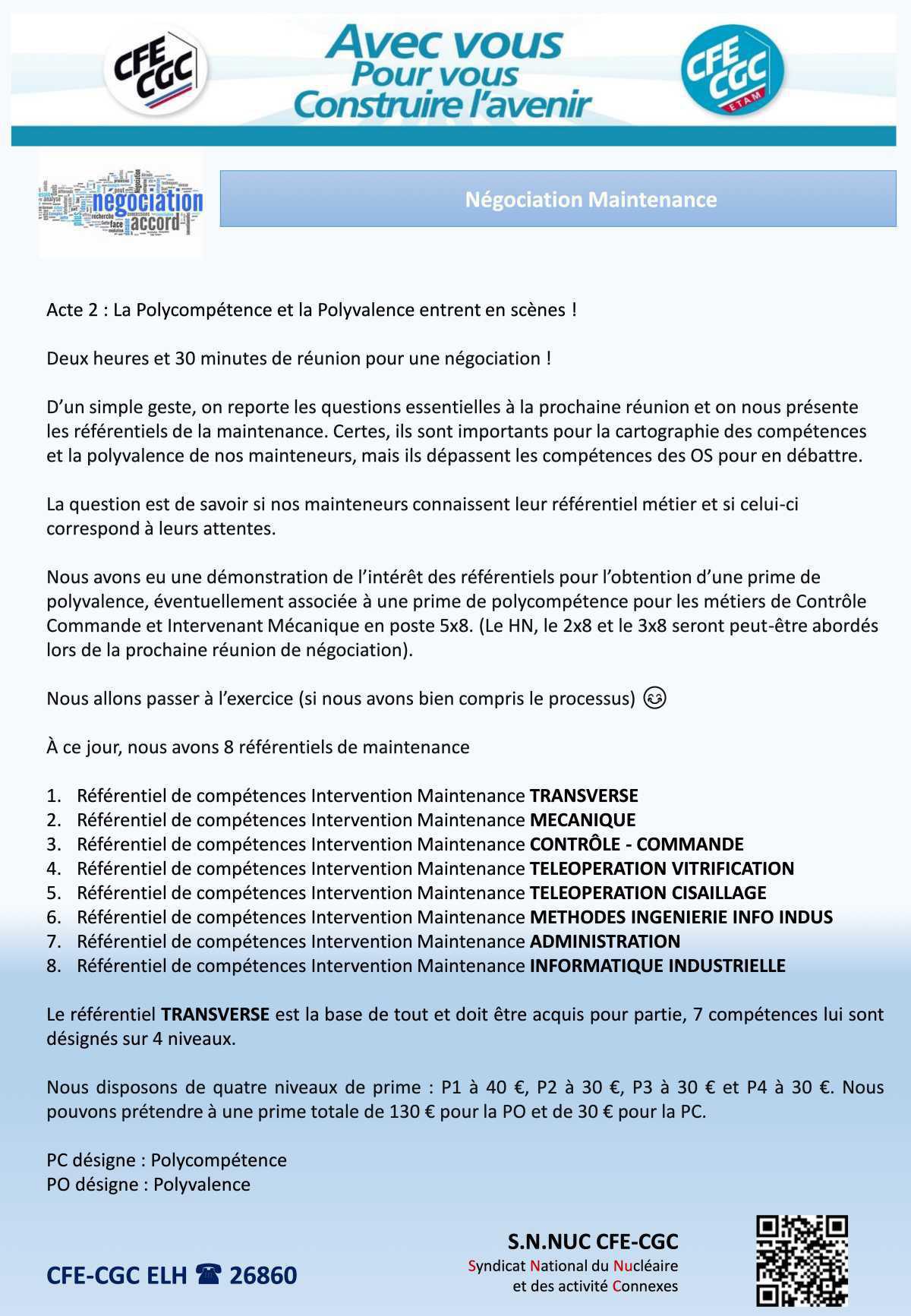 LA HAGUE : Négociation maintenance R2