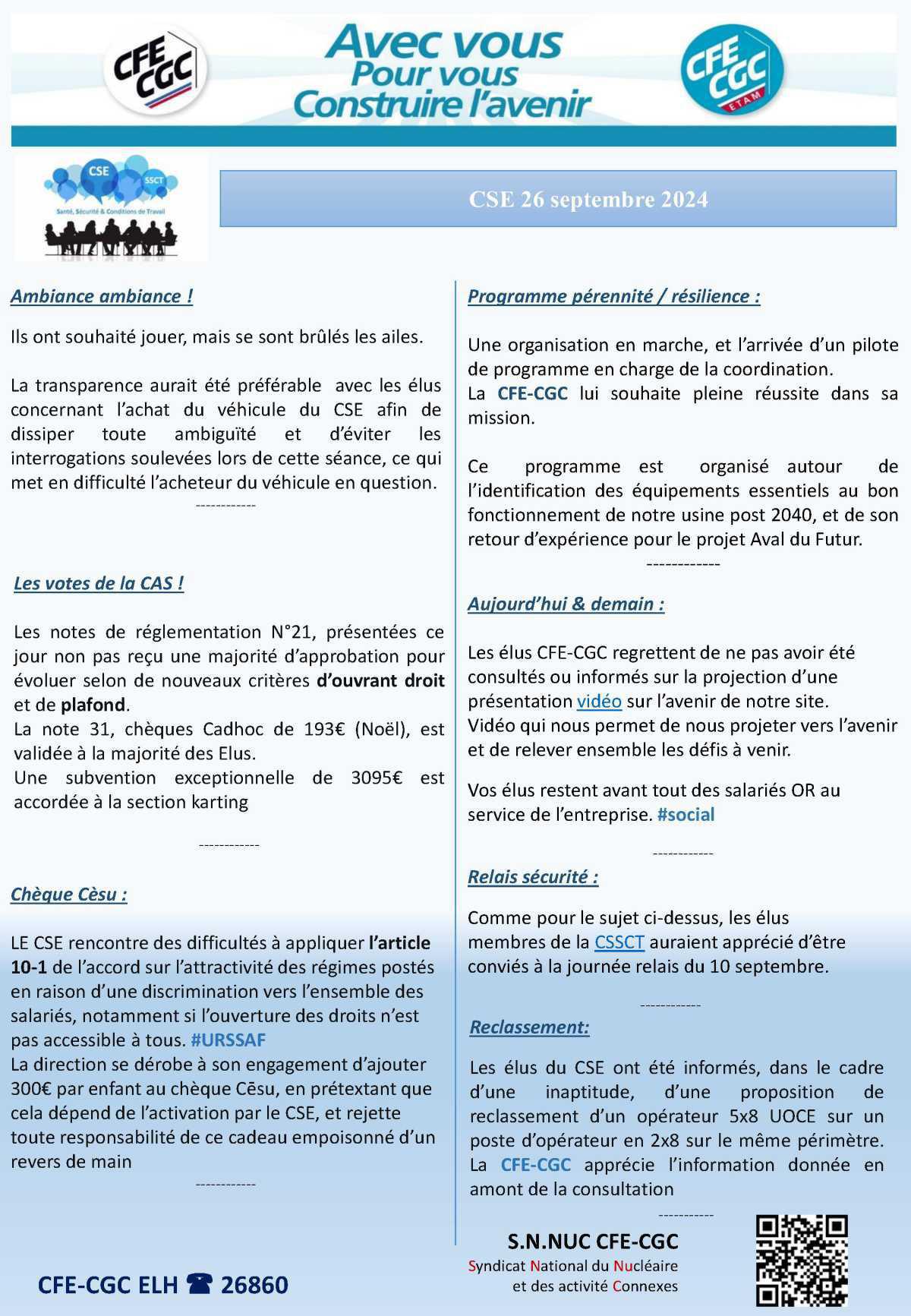LA HAGUE : CSE 26 septembre