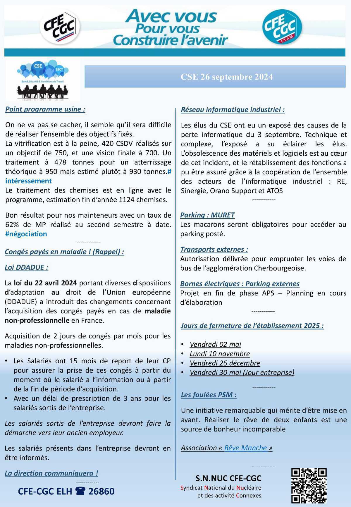 LA HAGUE : CSE 26 septembre