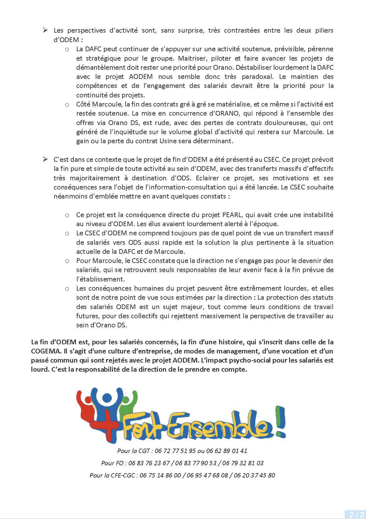 ODEM : Avis des élus en CSEC sur les orientations stratégiques ODEM 