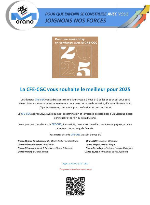 Orano - Vœux nouvelle année 2025 CFE-CGC