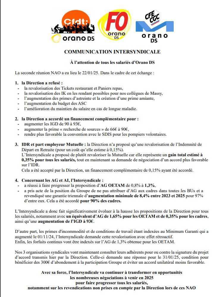 ODS : NAO 2025 Proposition de la direction