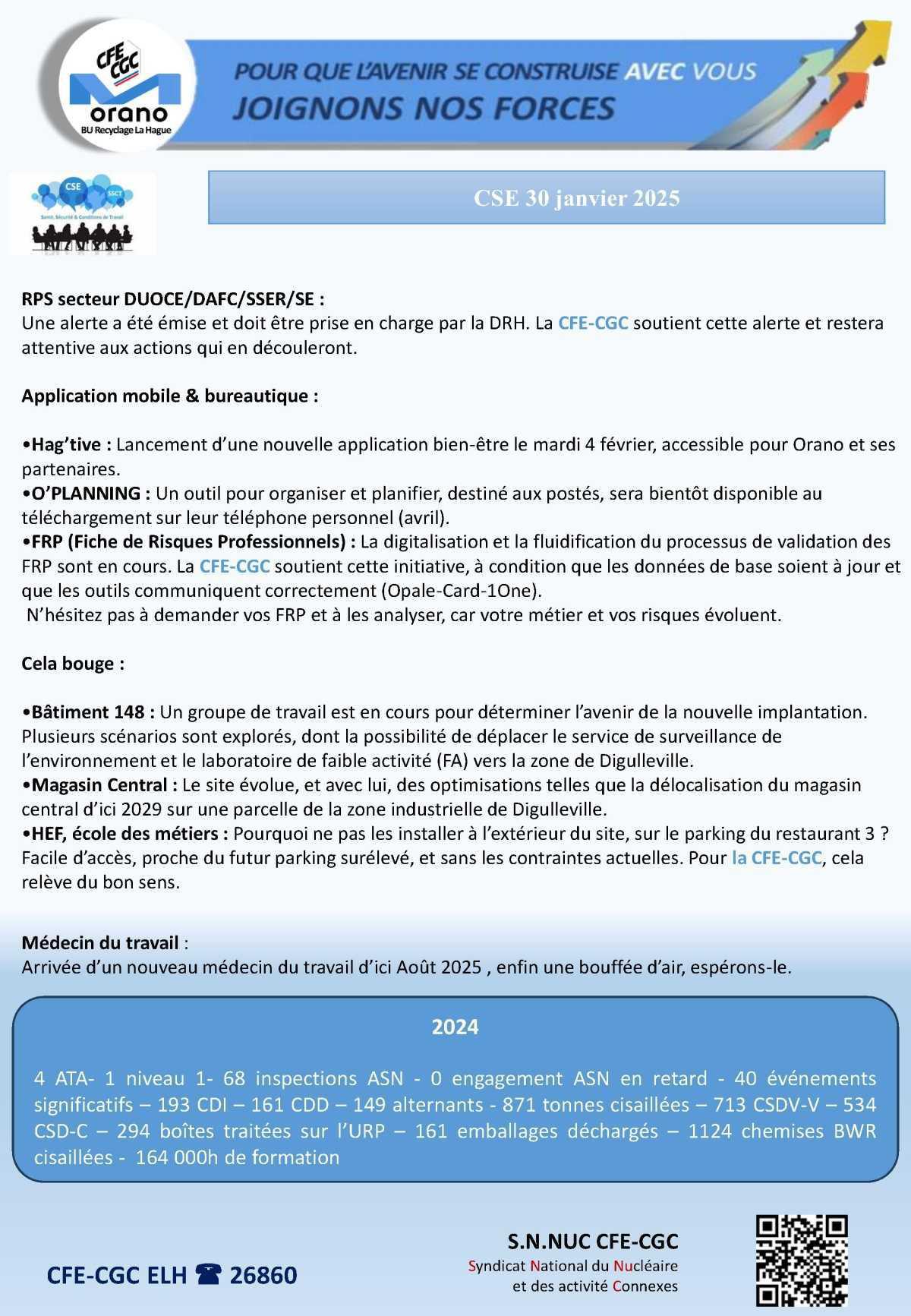 LA HAGUE : CSE 30 JANVIER 2025