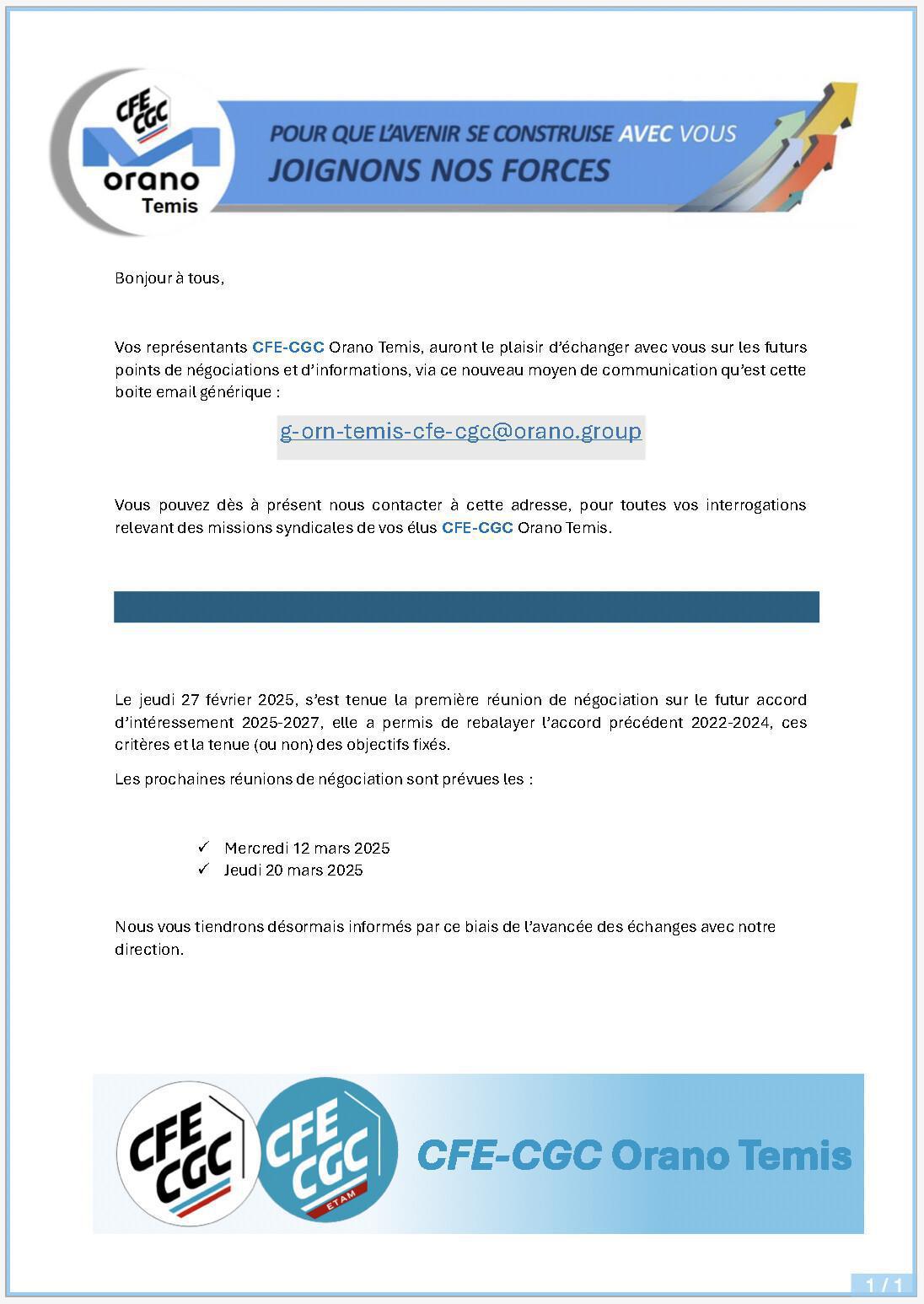 TEMIS : Intéressement 2025-2027 - Première réunion