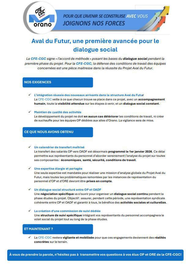 Orano - Aval du Futur, une première avancée pour le dialogue social