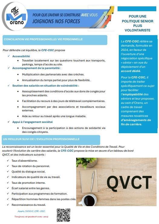Orano : Négociation Accord QVCT, la feuille de route de la CFE-CGC