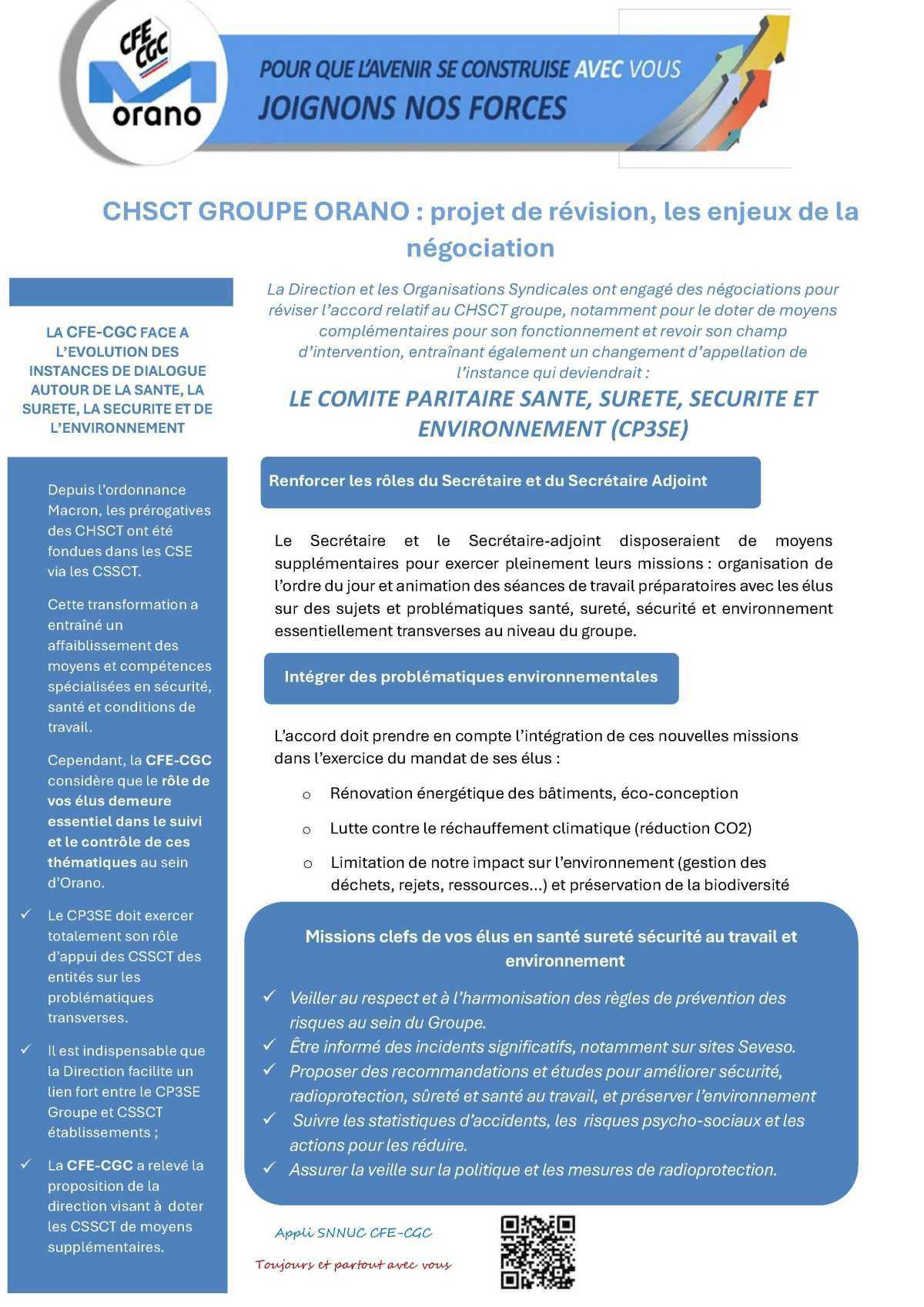 Orano : CHSCT GROUPE ORANO : projet de révision, les enjeux de la négociation