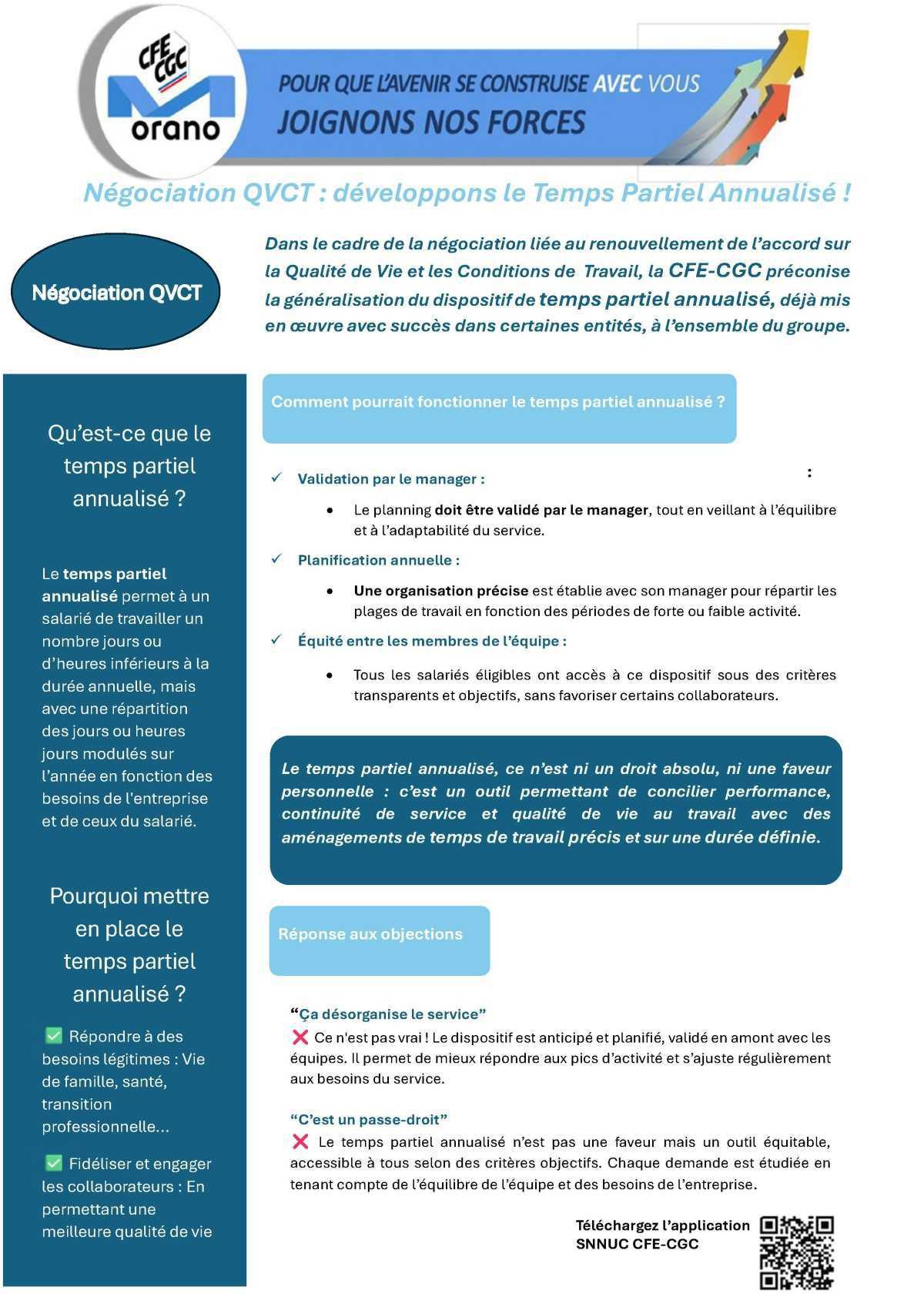 Orano : Négociation QVCT : développons le Temps Partiel Annualisé !