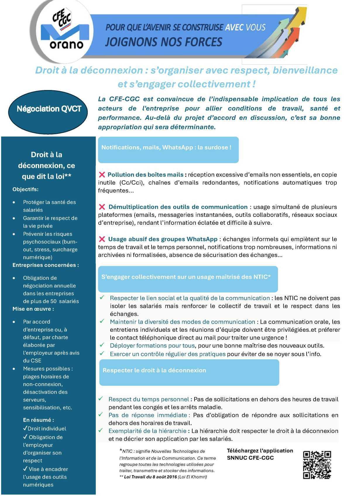 Orano : Droits à la déconnexion : s’organiser avec respect, bienveillance et s’engager collectivement !