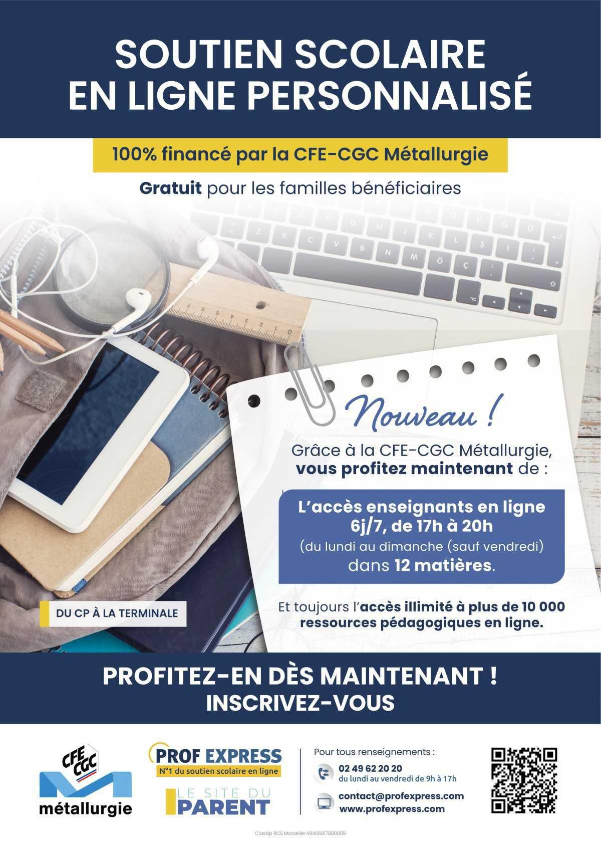 SOUTIEN SCOLAIRE EN LIGNE PERSONNALISE (Réservé au Adhérents)