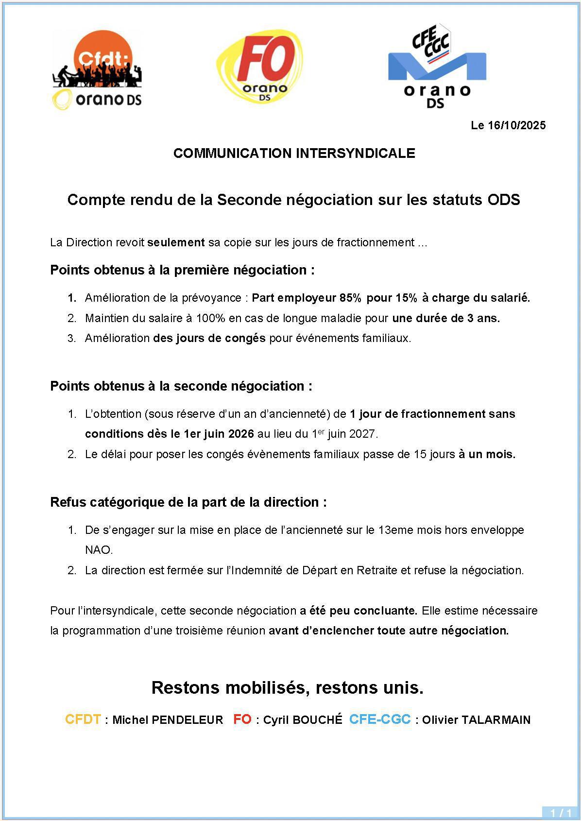 ODS : Compte Rendu seconde négociation statuts ods 