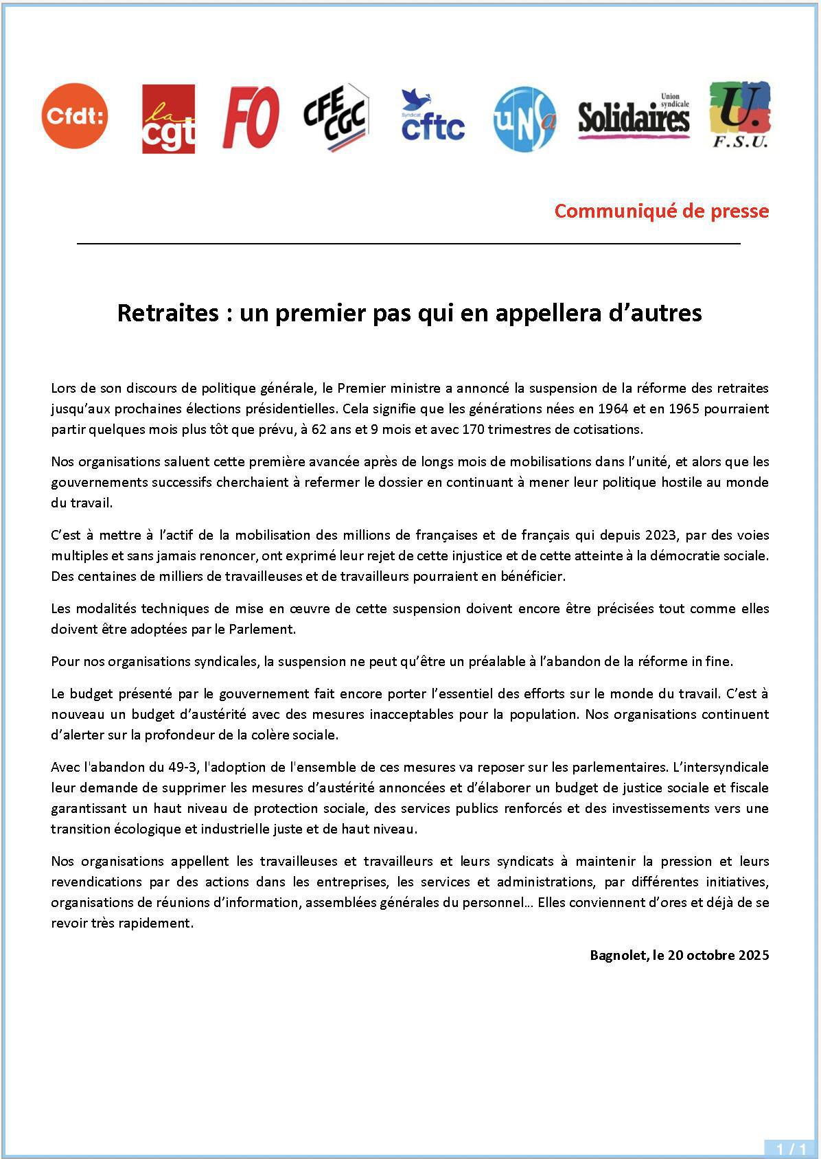 CFE-CGC : Retraites : un premier pas qui en appellera d’autres 