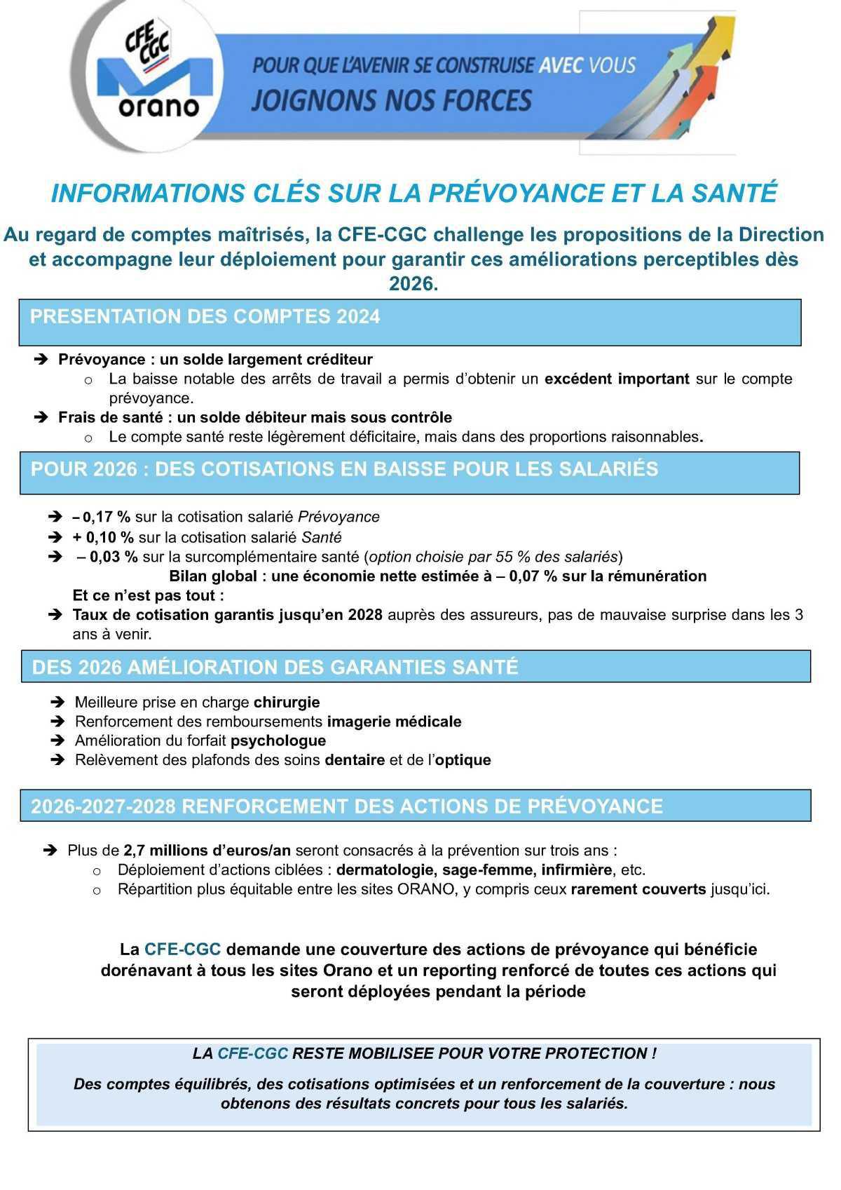 Orano : Informations clés sur la santé et la prévoyance