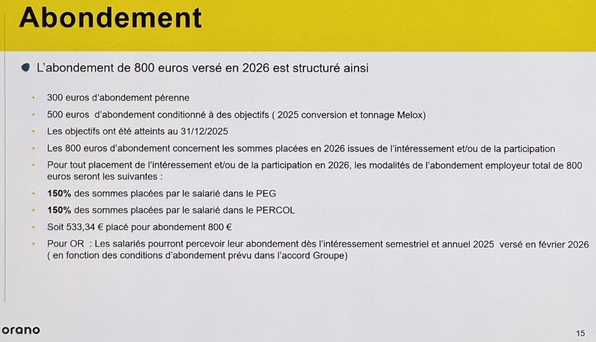 Orano RE : Intéressement --> Résultats 2ième semestre 2025 et annuel en détail