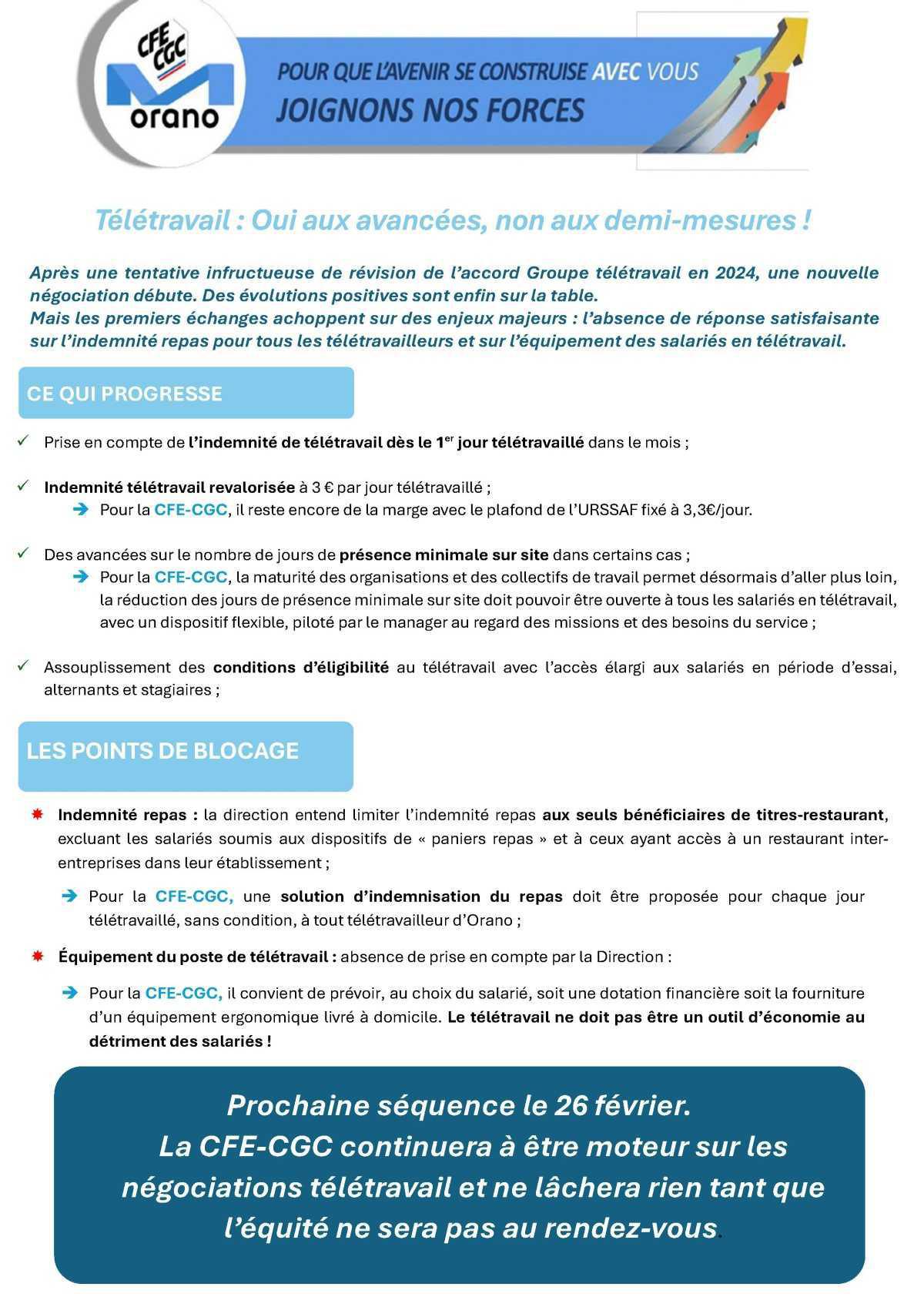 Orano - Télétravail : Oui aux avancées, non aux demi-mesures !