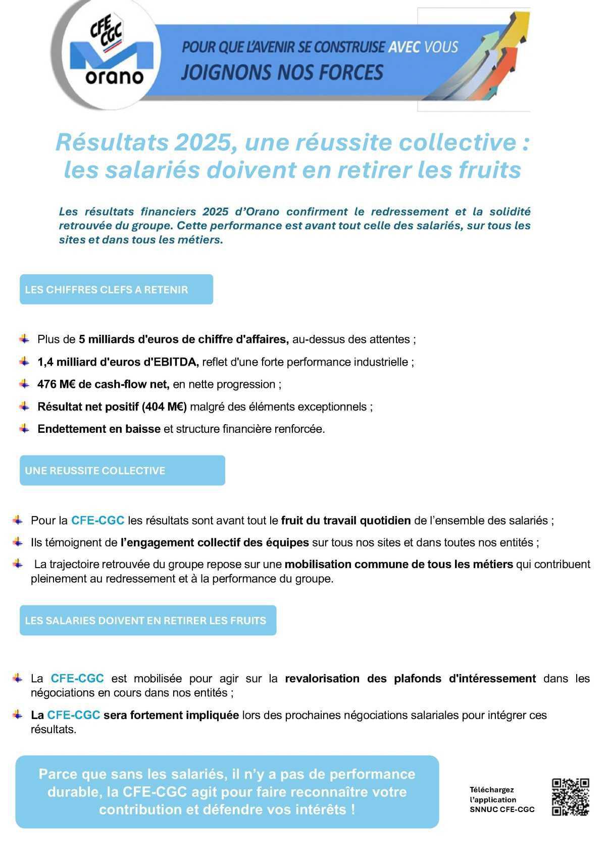 Orano : Résultats 2025, une réussite collective : les salariés doivent en retirer les fruits