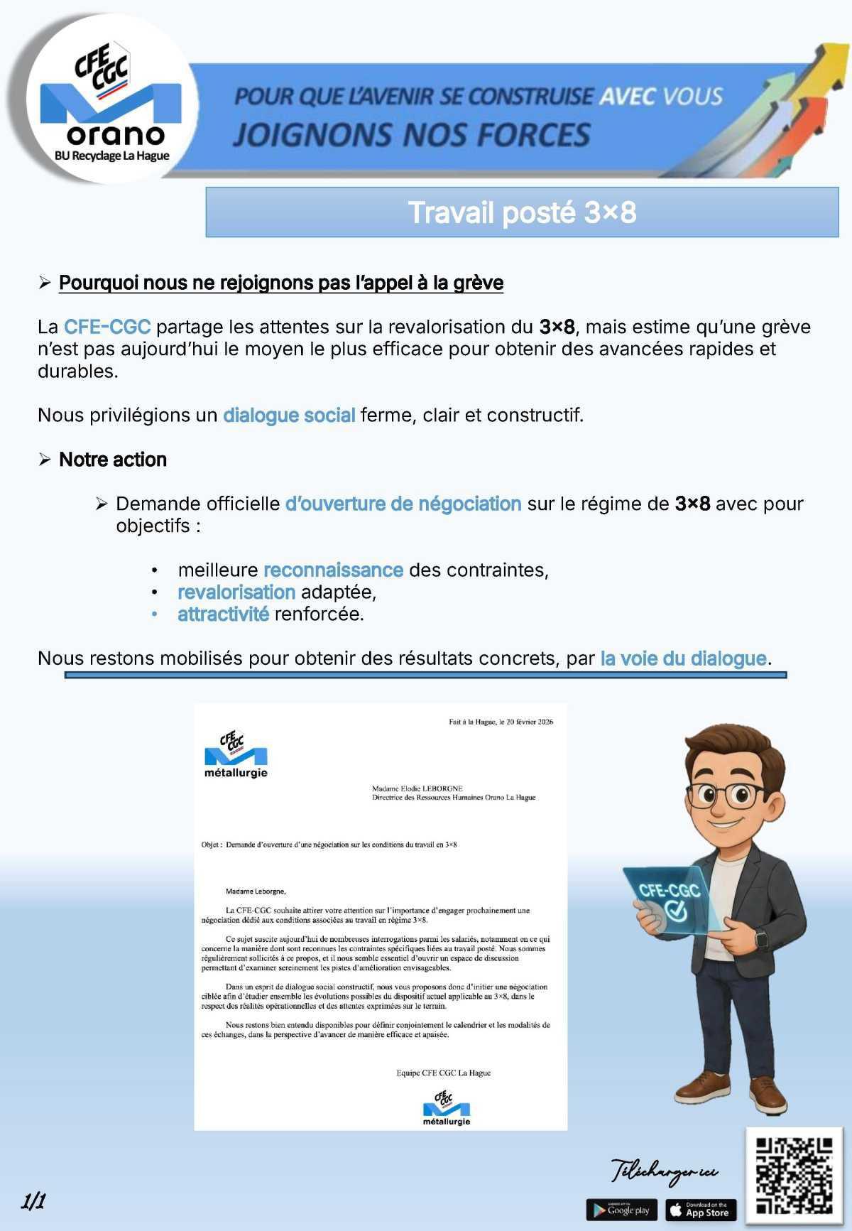 La Hague : Travail posté 3x8, position CFE-CGC sur l'appel à la grève