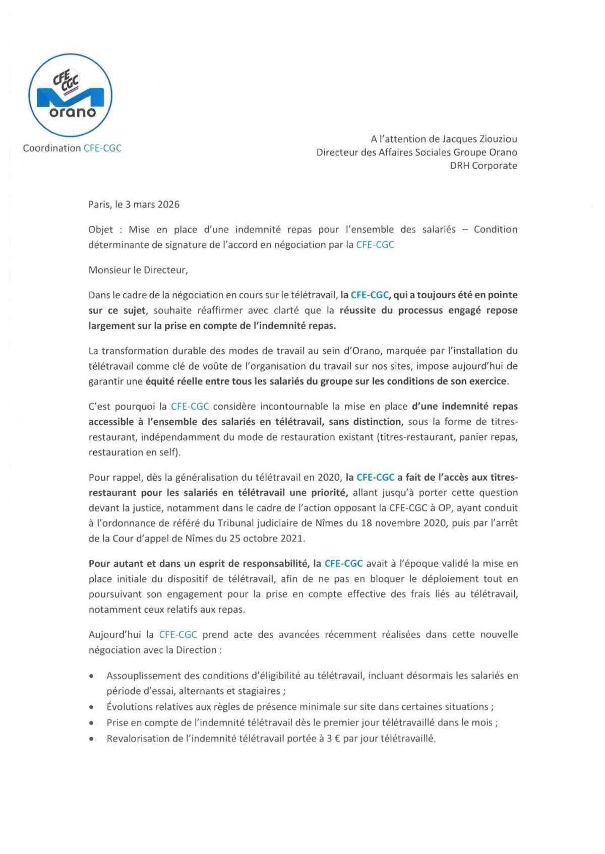 Orano : La CFE-CGC revendique la mise en place d’une indemnité repas pour l’ensemble des salariés d’Orano en télétravail