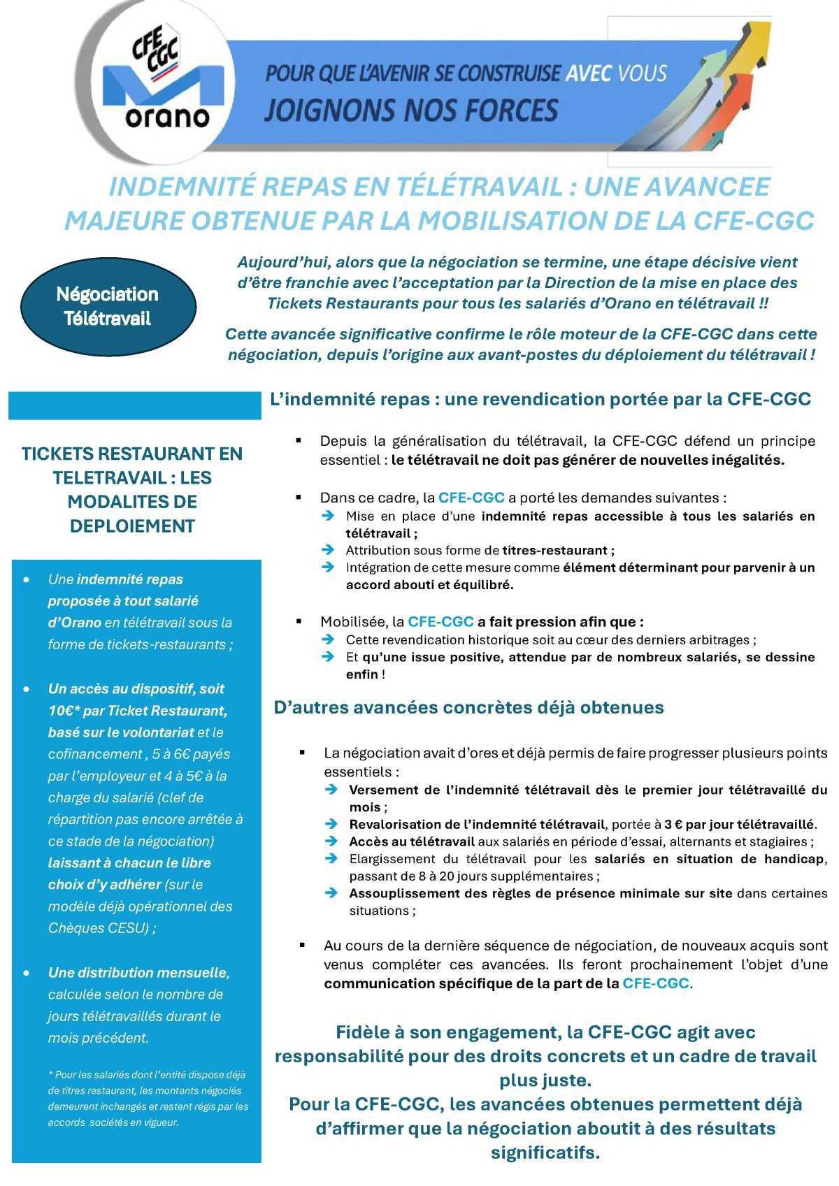 CFE-CGC : Négociation télétravail - une avancée majeure obtenue par la mobilisation de la CFE-CGC