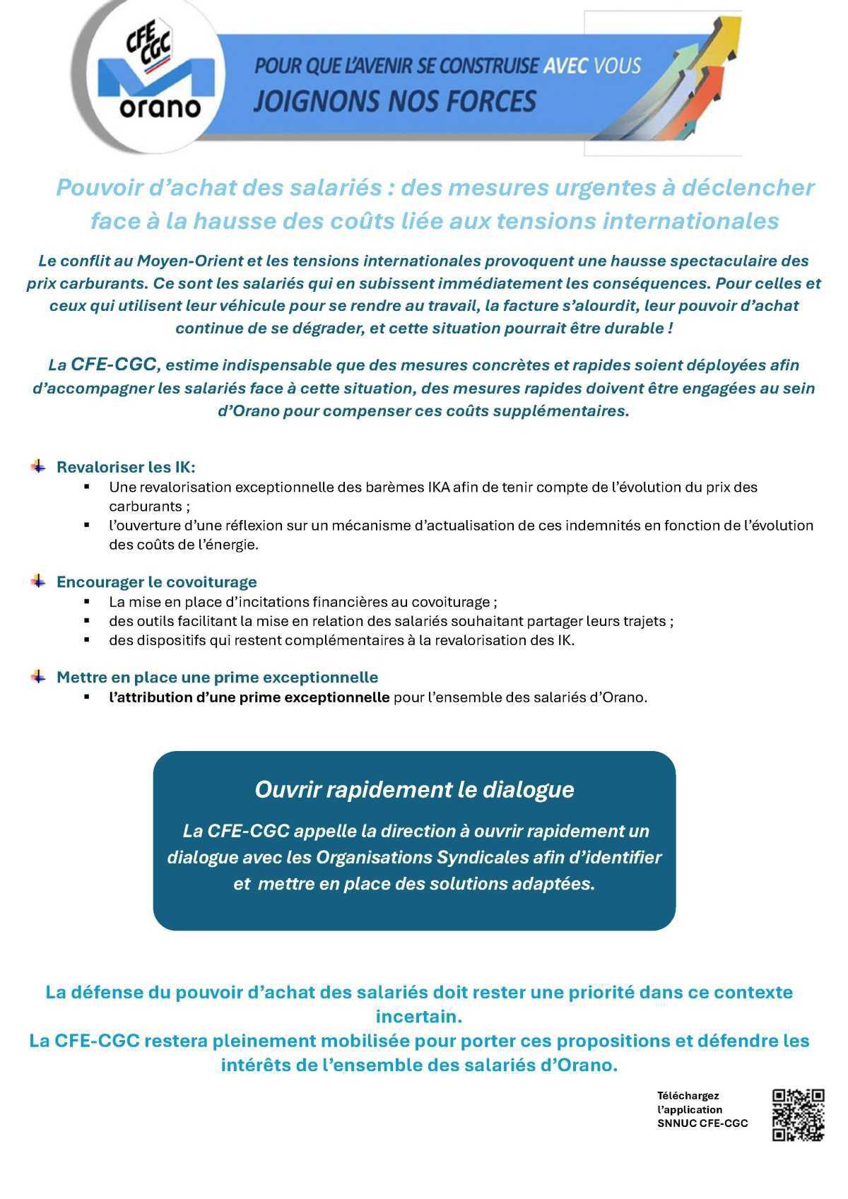 Orano : Crise au Moyen-Orient : la CFE-CGC réclame des mesures exceptionnelles, réponse de la direction