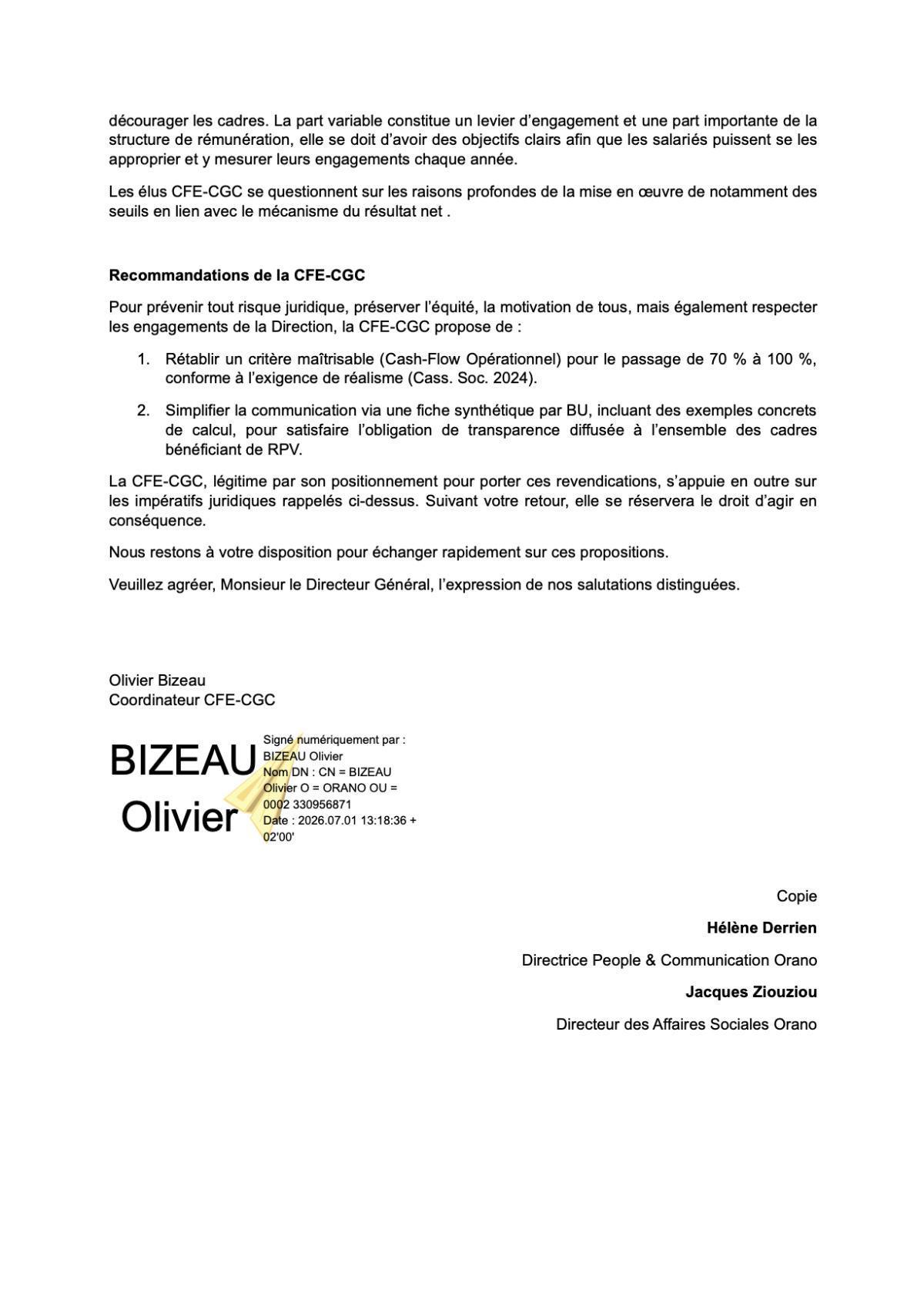 CFE-CGC : Note RPV 2026, demande de la CFE-CGC de révision
