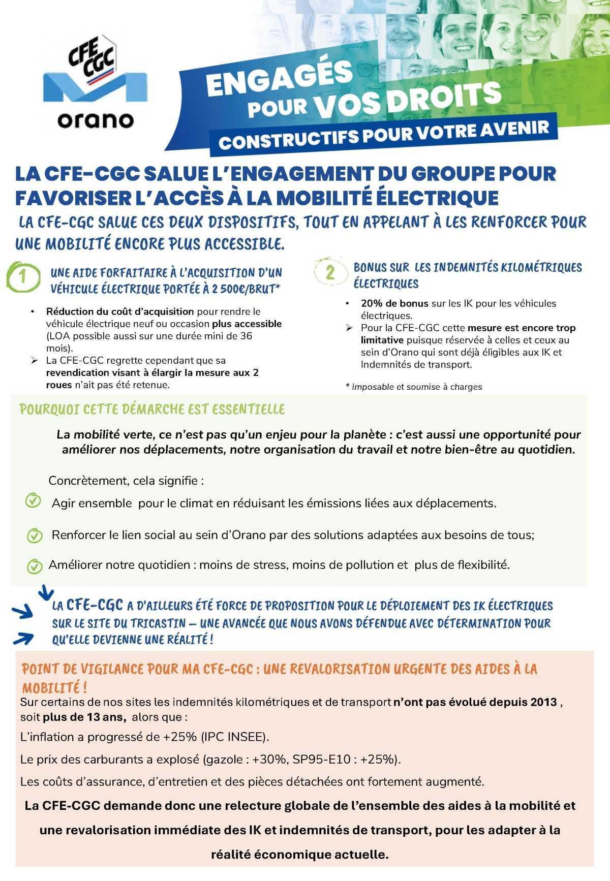 Orano : La CFE-CGC salue l'engagement du groupe pour favoriser l'accès à la mobilité électrique