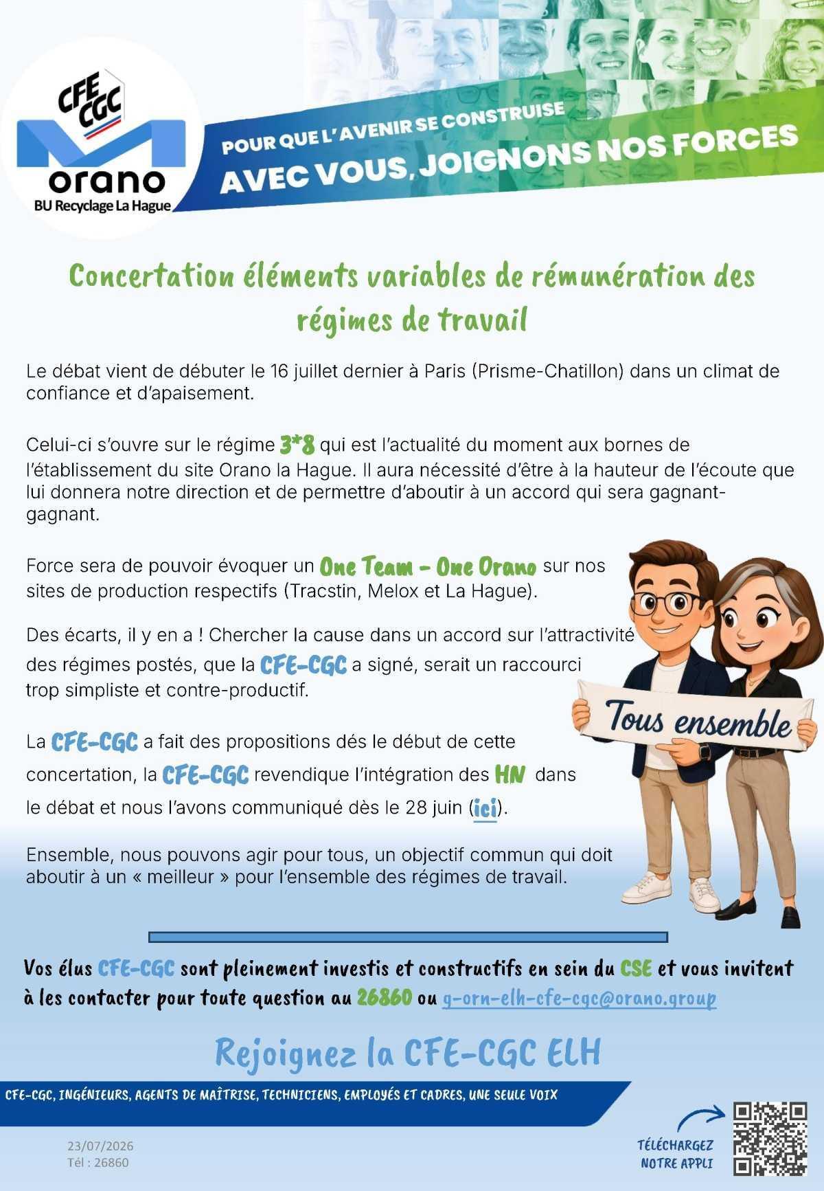 La Hagues - Melox : Concertation éléments variables de rémunération des régimes de travail