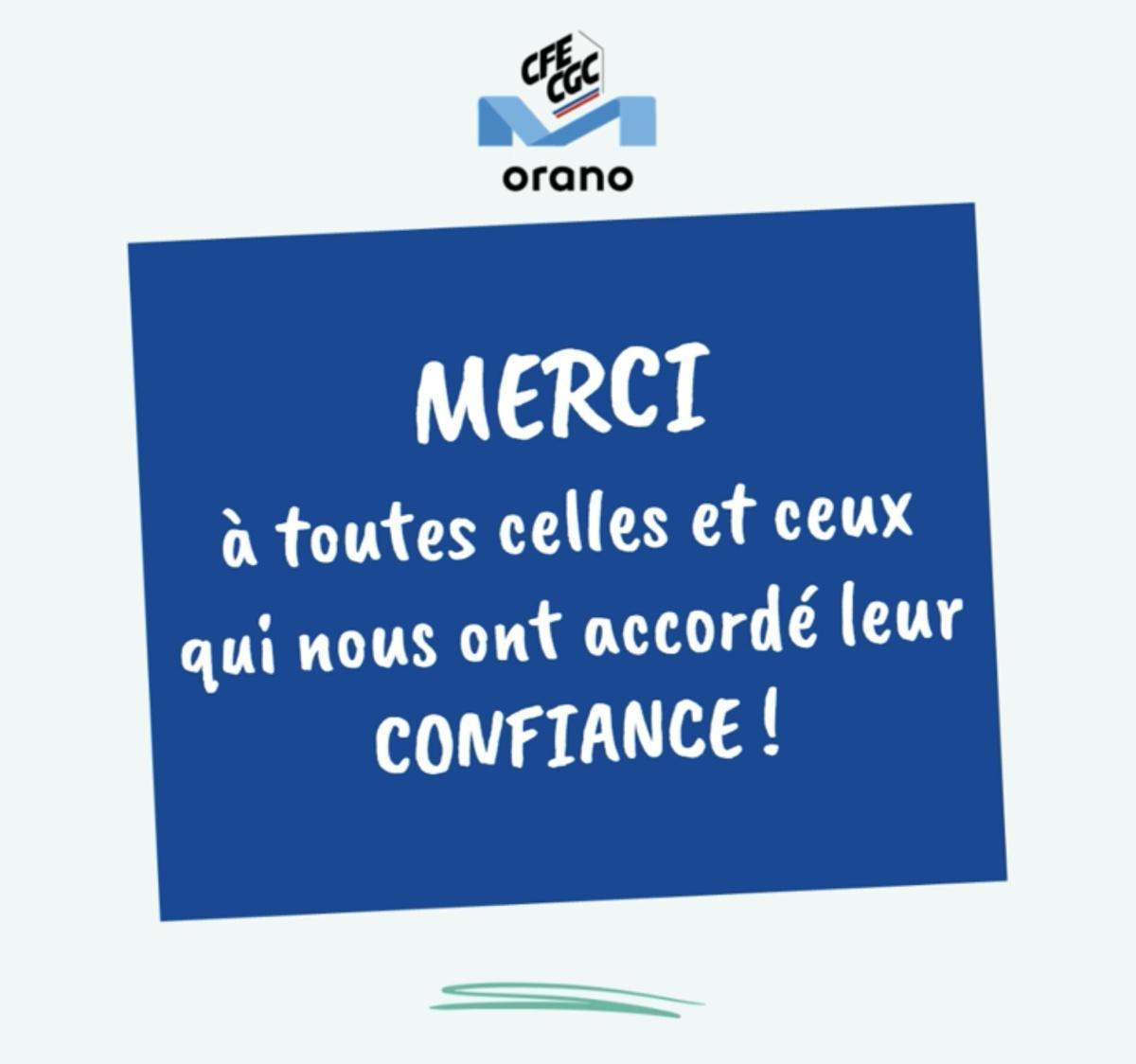 Orano CFE-CGC : 🙏 Merci à toutes celles et ceux qui nous ont accordé leur confiance.