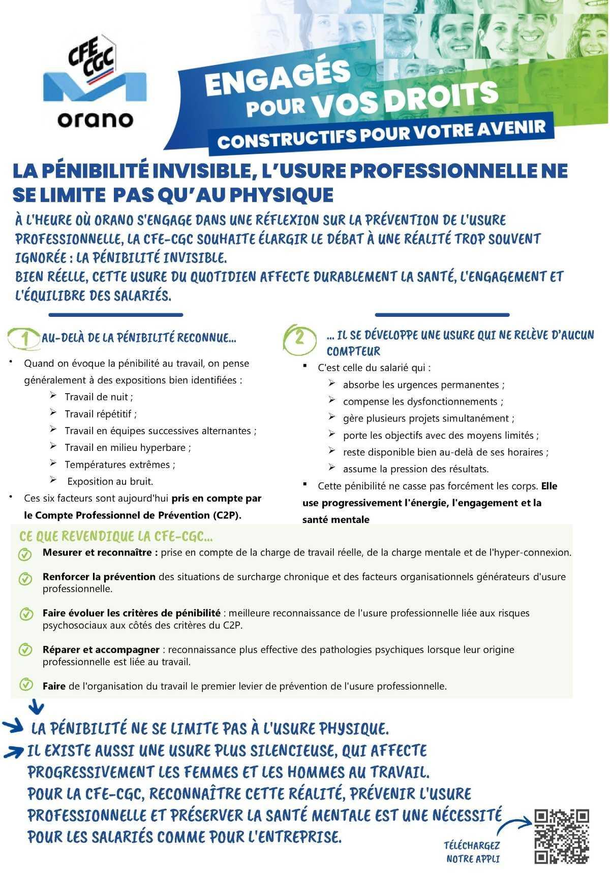 Orano CFE-CGC : La pénibilité invisible, l'usure professionnelle ne se limite pas qu'au physique