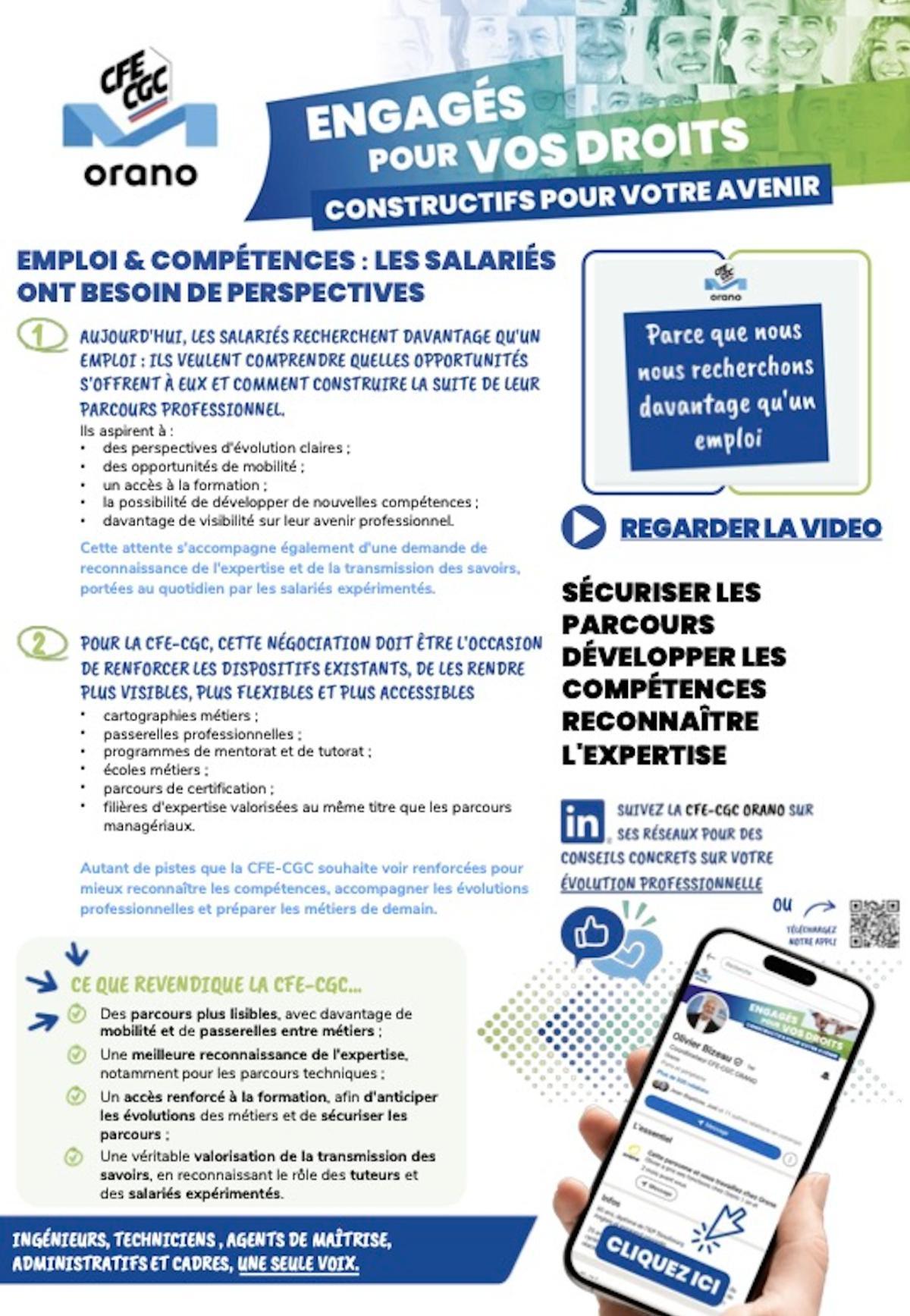 Orano CFE-CGC : Emploi & Compétences : Les salariés ont besoin de perspectives